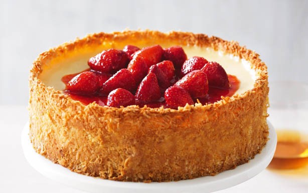 Coconut and strawberry cheesecake