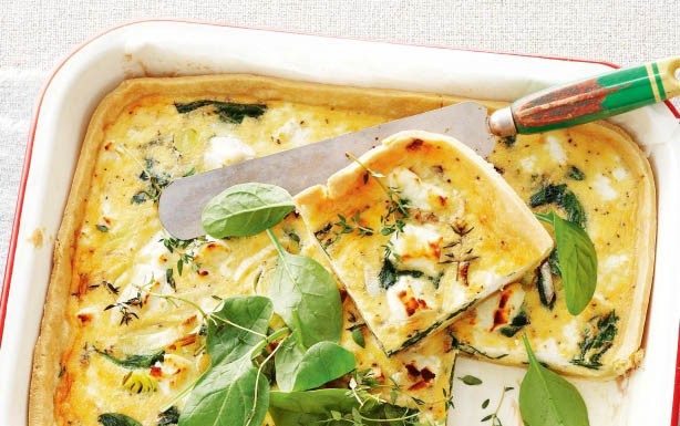 Spinach, leek and goat’s cheese quiche