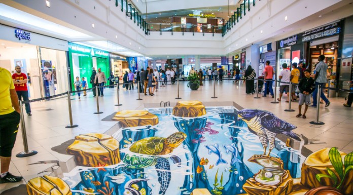 Life-like water scene at City Center mall