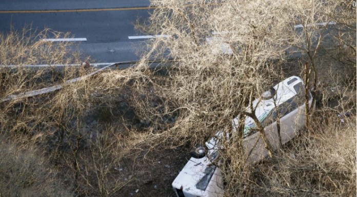 Japan tour bus veers off mountain road