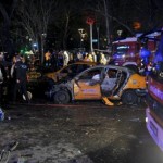 Emergency workers work at the explosion site in Ankara