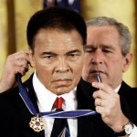 President Bush presents the Presidential Medal of Freedom to Ali