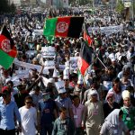 Demonstrators from Afghanistan’s Hazara minority attend a protest in Kabul, Afghanistan