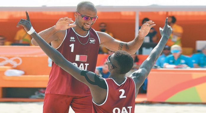 Qatar beat Spain in beach volleyball Qatar beat Spain in beach volleyball