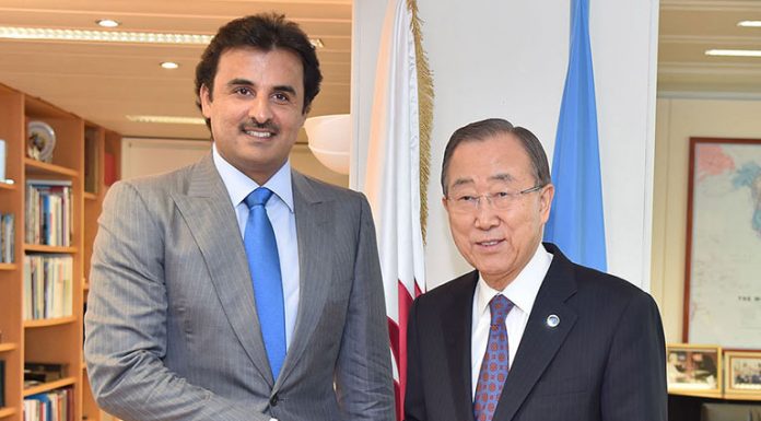 HH the Emir Meets UN Secretary General