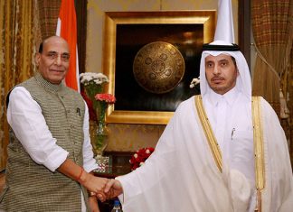 rajnath singh with qatar prime minister pti