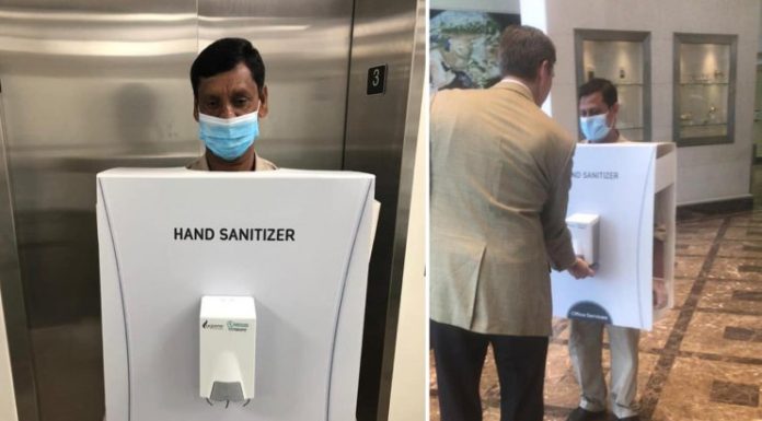 Saudi Aramco slammed over migrant worker dressed as sanitiser