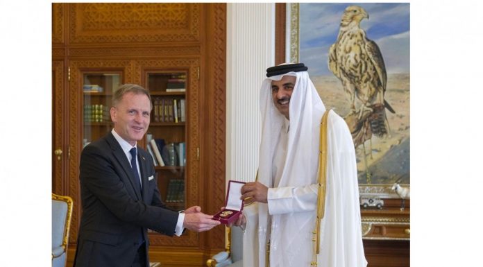 His Highness awards the Ambassador of Germany the Medal of Meal in recognition of his role in promoting bilateral relations