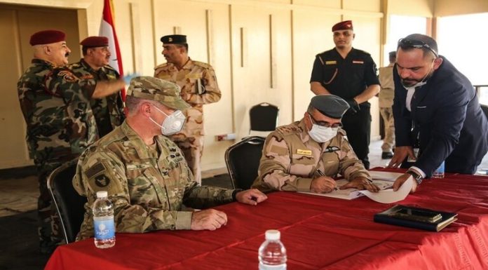 Officially, the international coalition hands over the Taji military base to the Iraqi forces