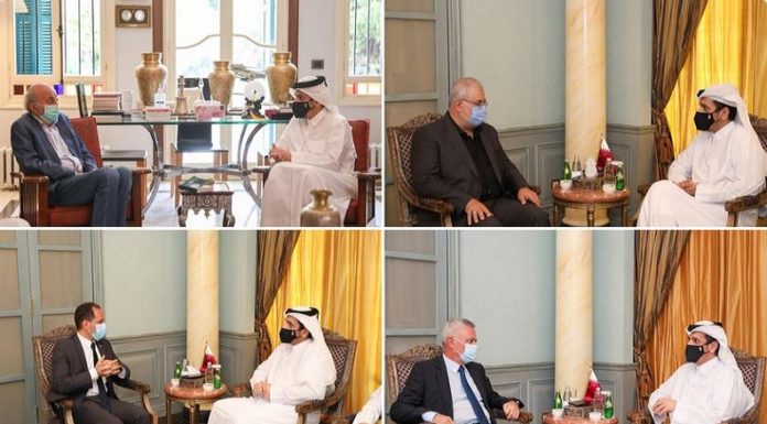 In a meeting with the Minister of Foreign Affairs, the heads of the Lebanese parties and parliamentary blocs praise Qatar’s stances in support of Lebanon
