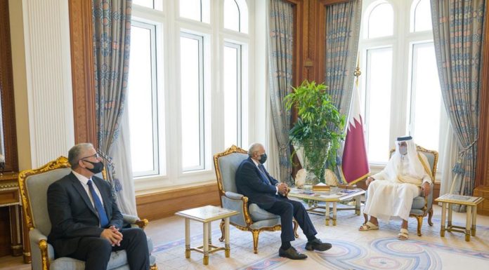 His Highness reviews with the foreign and interior ministers of the Government of National Accord relations of cooperation and developments in the situation in Libya