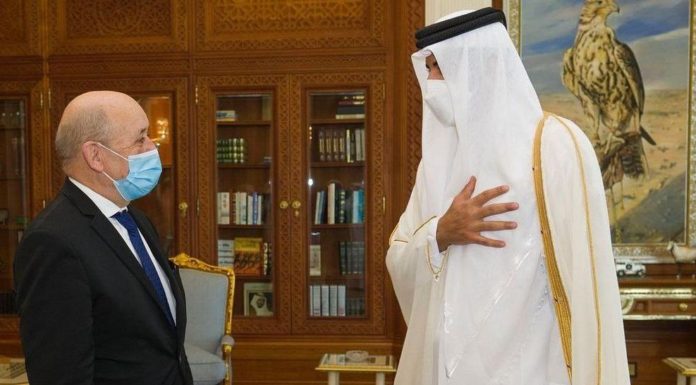 His Highness and the French Minister of Foreign Affairs review cooperation relations and ways to support and strengthen them