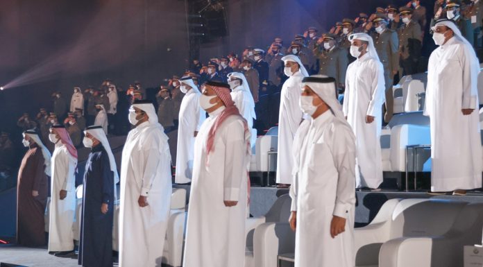 His Highness the Deputy Amir attends the National Service operetta