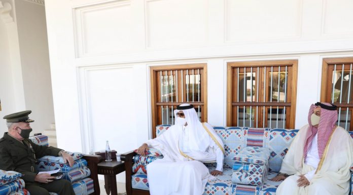 His Highness reviews with the commander of the US Central Command strategic relations