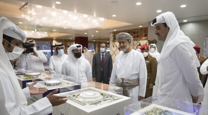 His Highness and Sultan of Oman visit Al Bayt Stadium