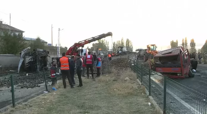 At least seven dead after a bus collides with two trucks in eastern Turkey