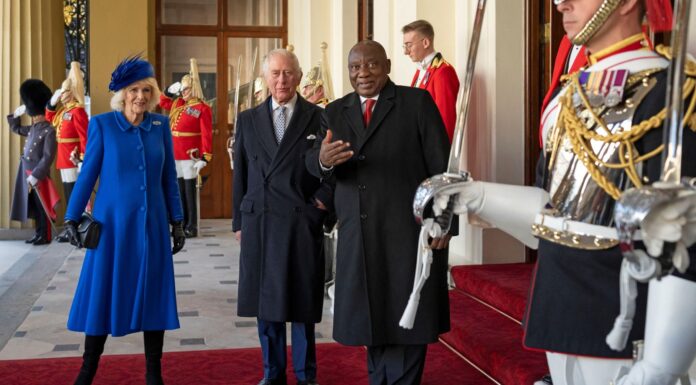 King Charles hosts first state visit as monarch – with South African President Cyril Ramaphosa attending Buckingham Palace and Parliament on day one
