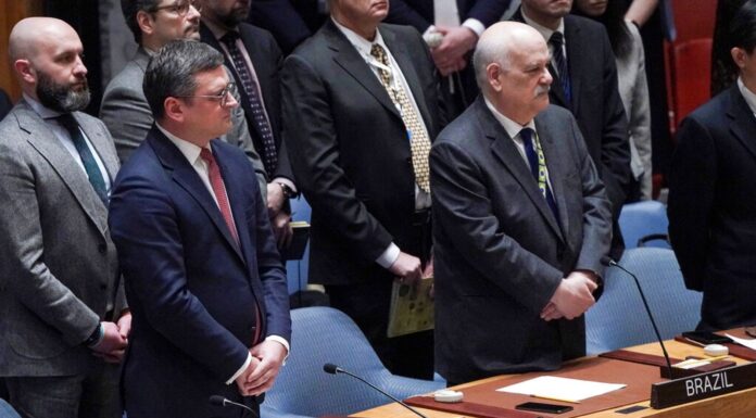 Russian ambassador interrupts minute’s silence for Ukraine and says ‘all lives are priceless’
