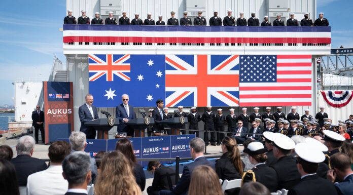 Aukus nuclear submarine deal will help ‘keep oceans free’, says Rishi Sunak