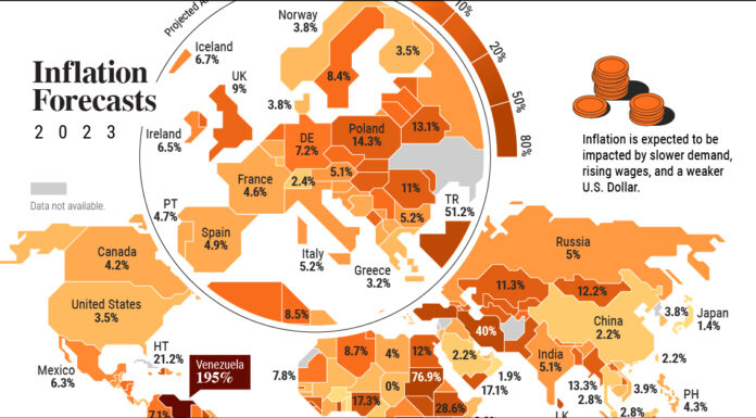 Mapped: 2023 Inflation Forecasts by Country