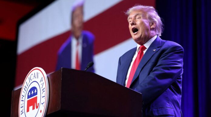 Donald Trump joins Republican presidential candidate rivals at campaign dinner